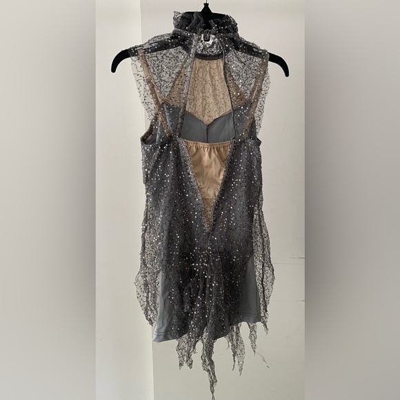 Costume Gallery Creepy Gauzy Gray Biketard Dance Costume - Picture 4 of 6